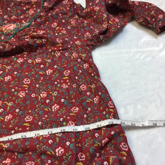 Vintage 80s Nordstrom Point of View Dress Sz 5/6 Womans Red Floral Belted Pocket - Picture 7 of 13